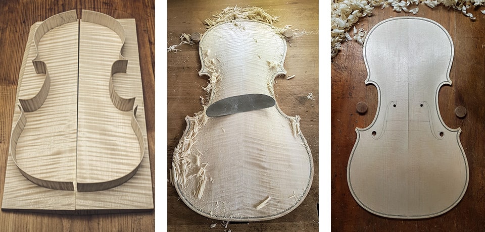Arbeitsschritte beim Bau eines Streichinstruments